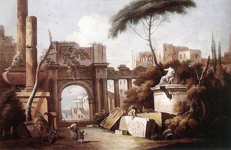 Giuseppe Zais Ancient Ruins with a Great Arch and a Column China oil painting art